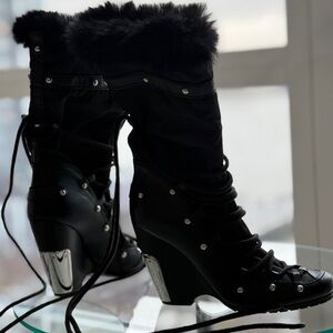 Guiseppe Zanotti Black Fur winter Boots